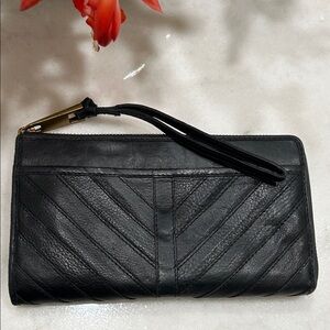 Margot  Black Leather Wristlet